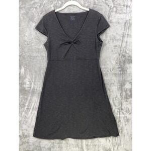 Toad&Co Rosemarie Dress Size M Dark Gray V Neck Short Sleeve Knit A Line Comfy
